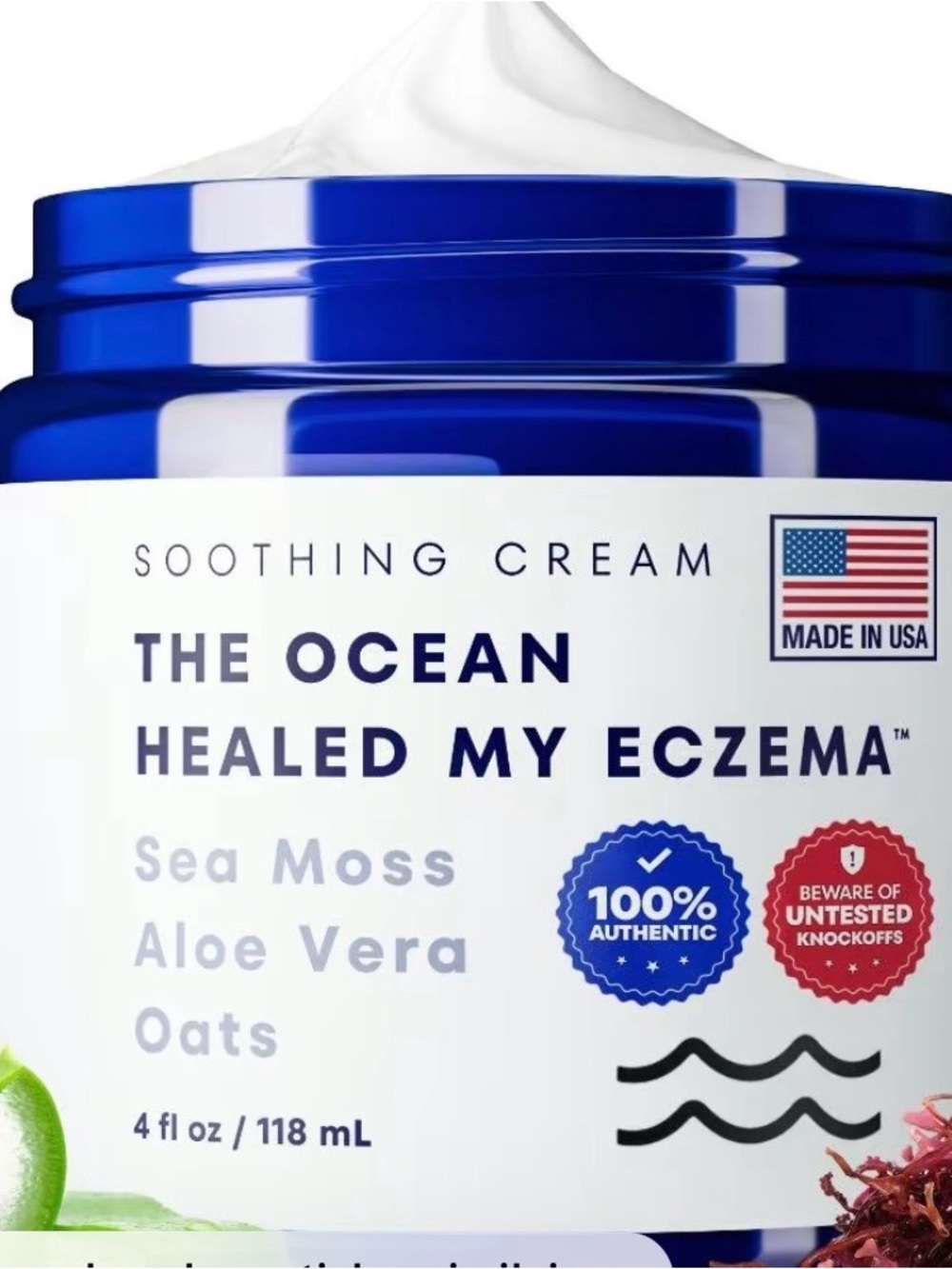 Ocean Healed My Eczema Soothing Cream 4oz Sea Moss Aloe Vera Oats | Natural